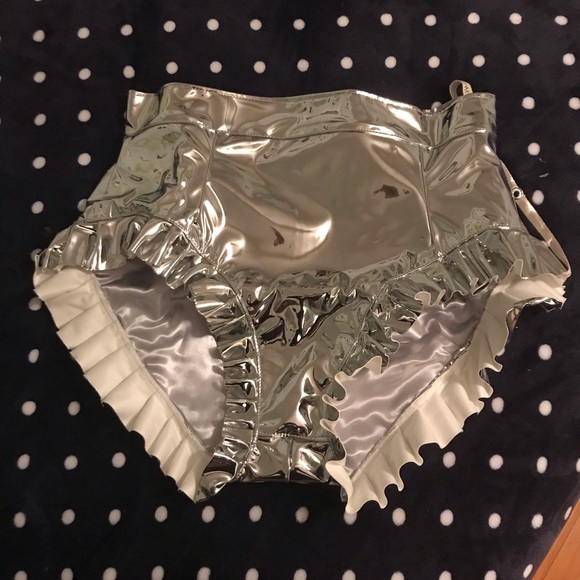 Char Workroom Pants - New with tags Char Workroom silver metallic high-cut cheeky short